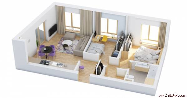 Căn hộ nhỏ, chỉ có một mặt thoáng nhưng tất cả các phòng đều có ánh sáng tự nhiên.